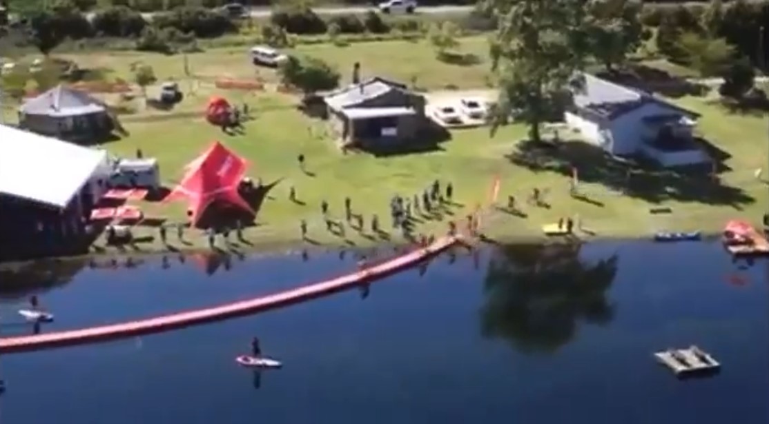 100m floating bridge for Thirsti at the Cape Epic airial shot