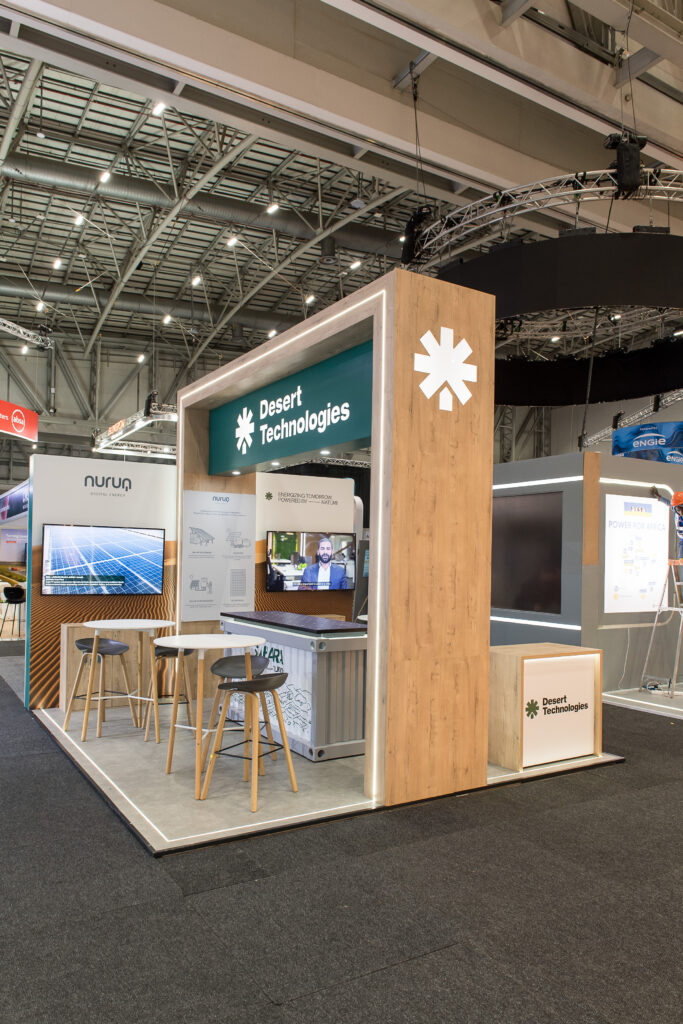 exhibition stand design and build by jane&paul for Desert Technologies 